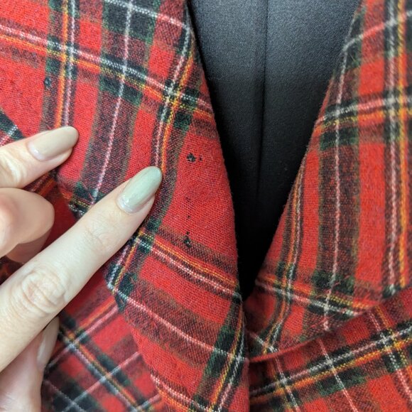 Smythe Wool Red Tartan Plaid Leather Rifle Patch Equestrian Blazer 6 - Picture 3 of 14